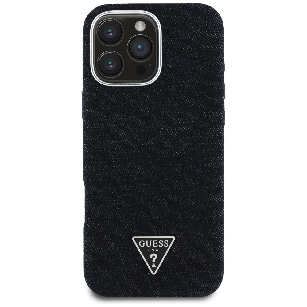 Guess Denim Triangle Logo MagSafe iPhone 16 Pro Max-etui - Sort