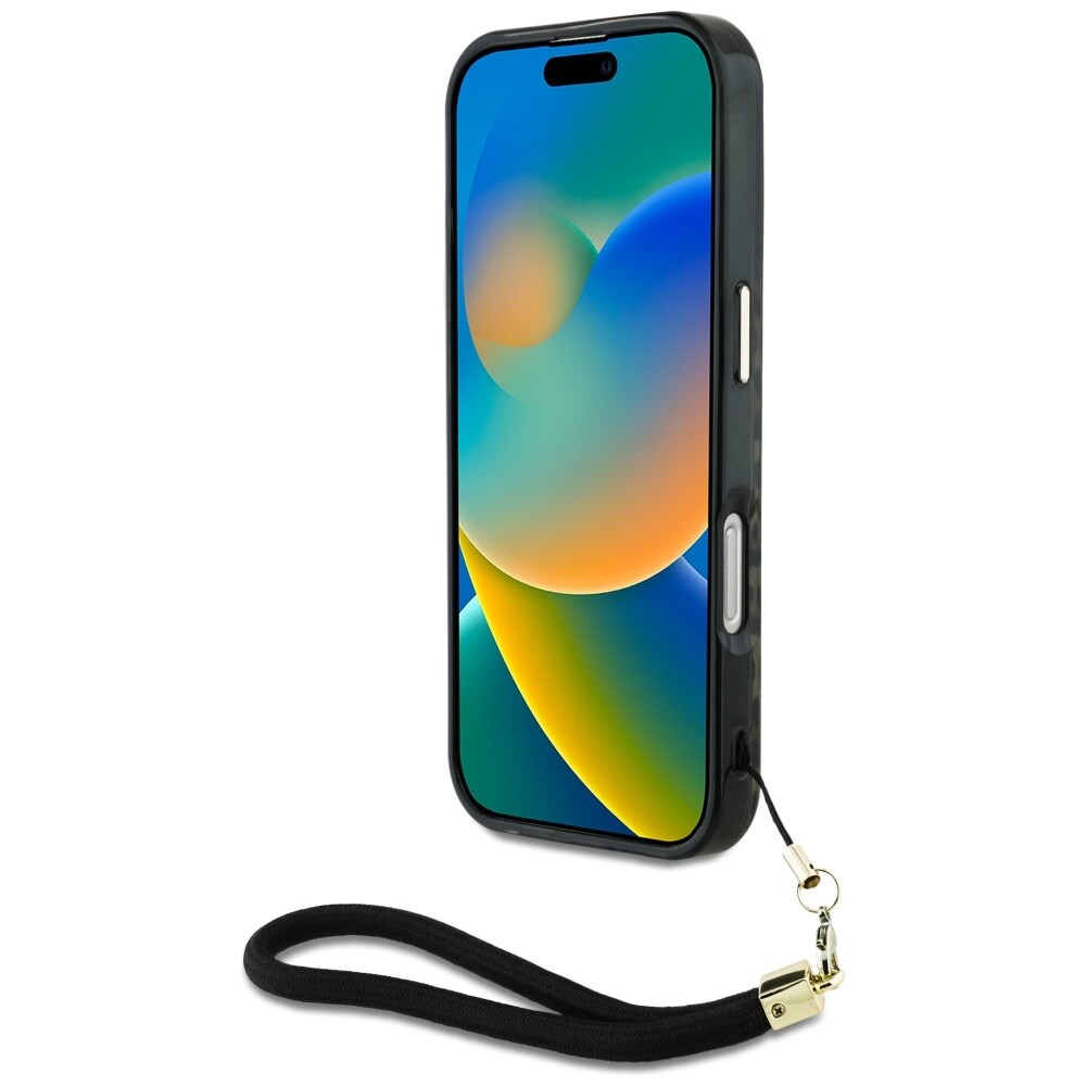 Guess HC IML Leopard Triangle Cord Strap MagSafe iPhone 16 Etui - Brun