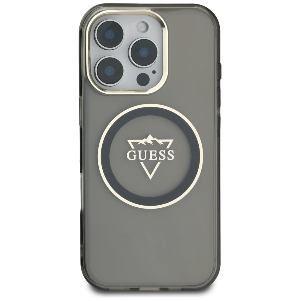 Guess IML Metal Mountain Logo MagSafe iPhone 16 Pro-etui - sort
