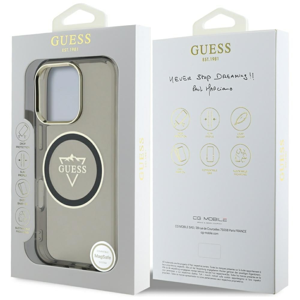 Guess IML Metal Mountain Logo MagSafe iPhone 16 Pro-etui - sort