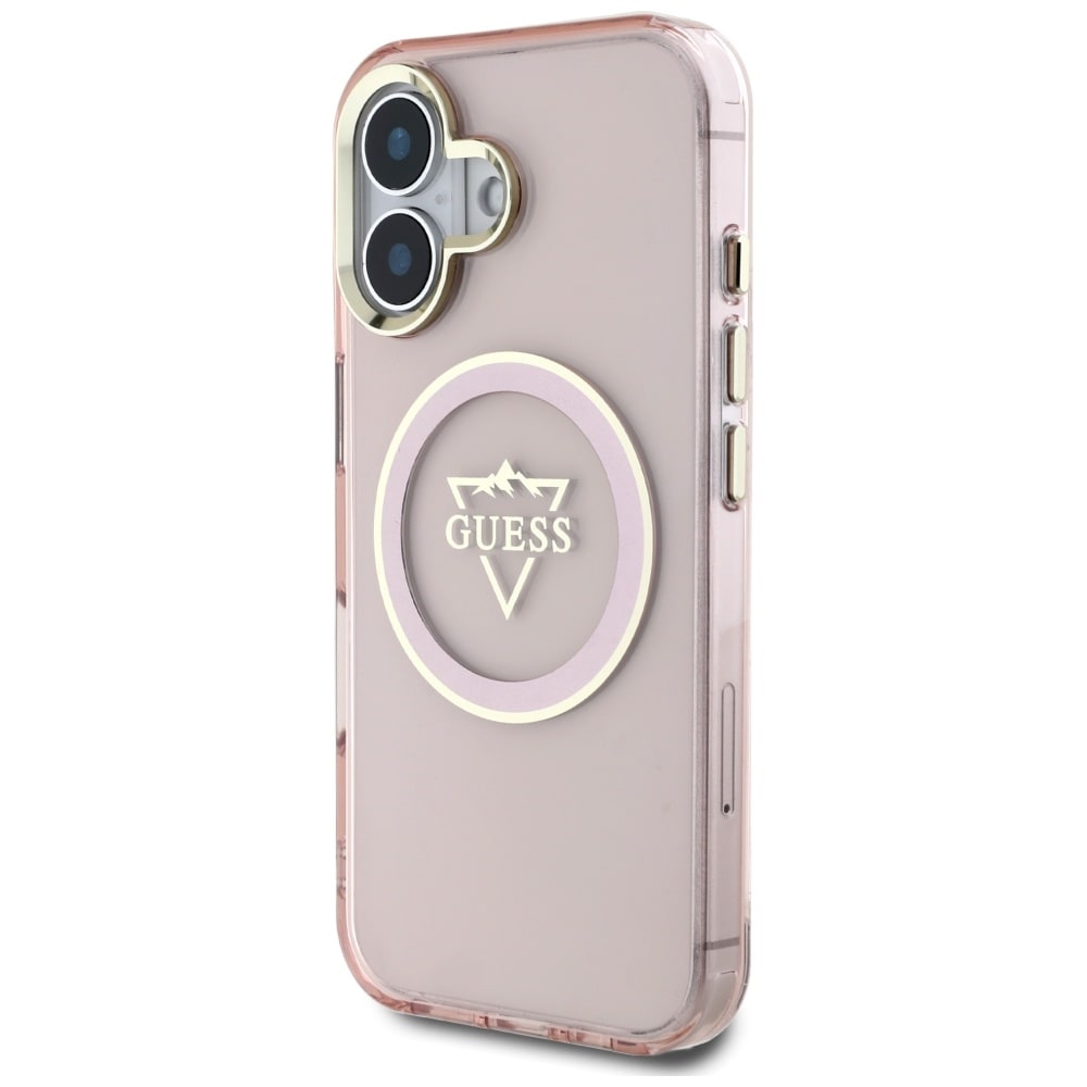 Guess IML Metal Mountain Logo MagSafe iPhone 16 Fodral - Rosa