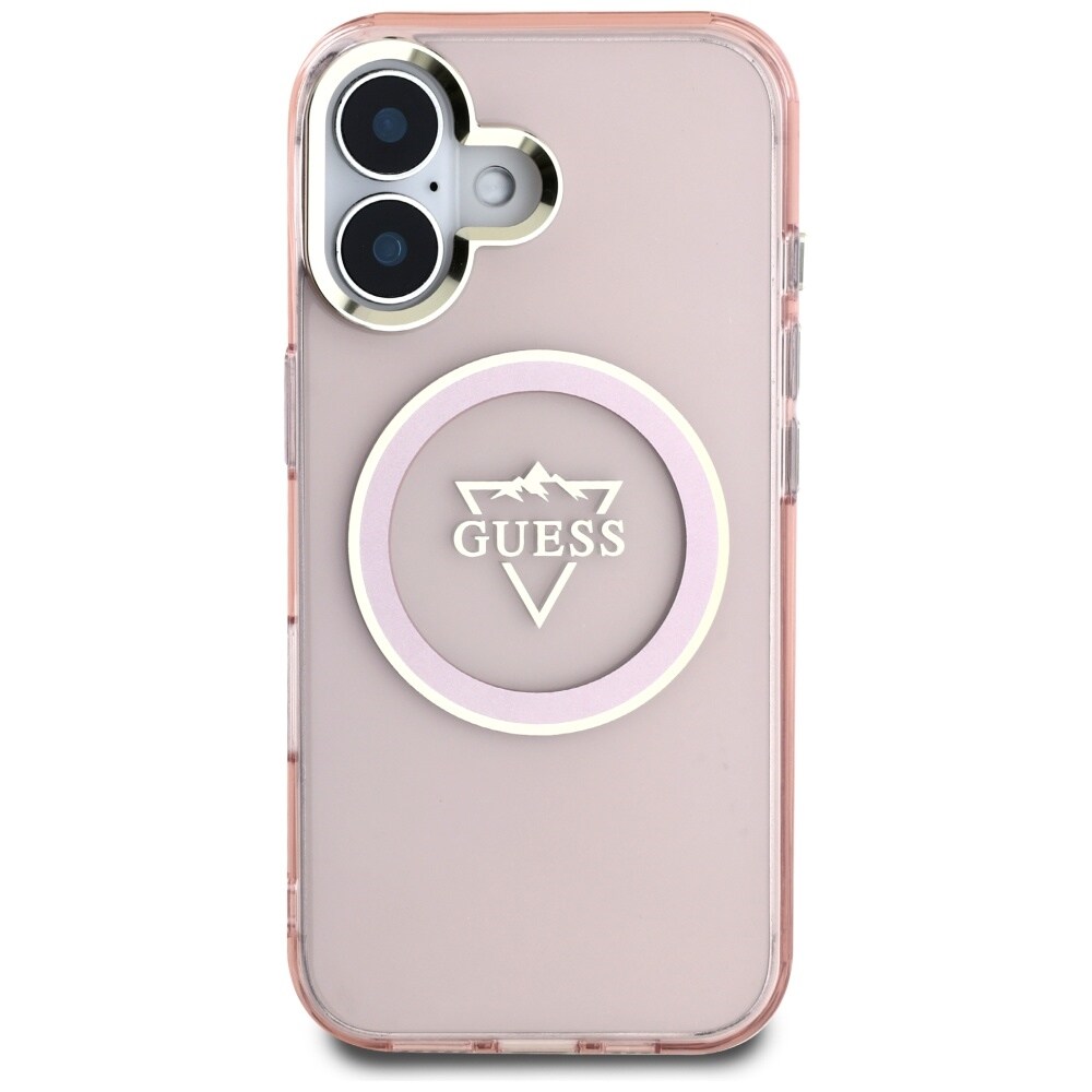 Guess IML Metal Mountain Logo MagSafe iPhone 16 Fodral - Rosa