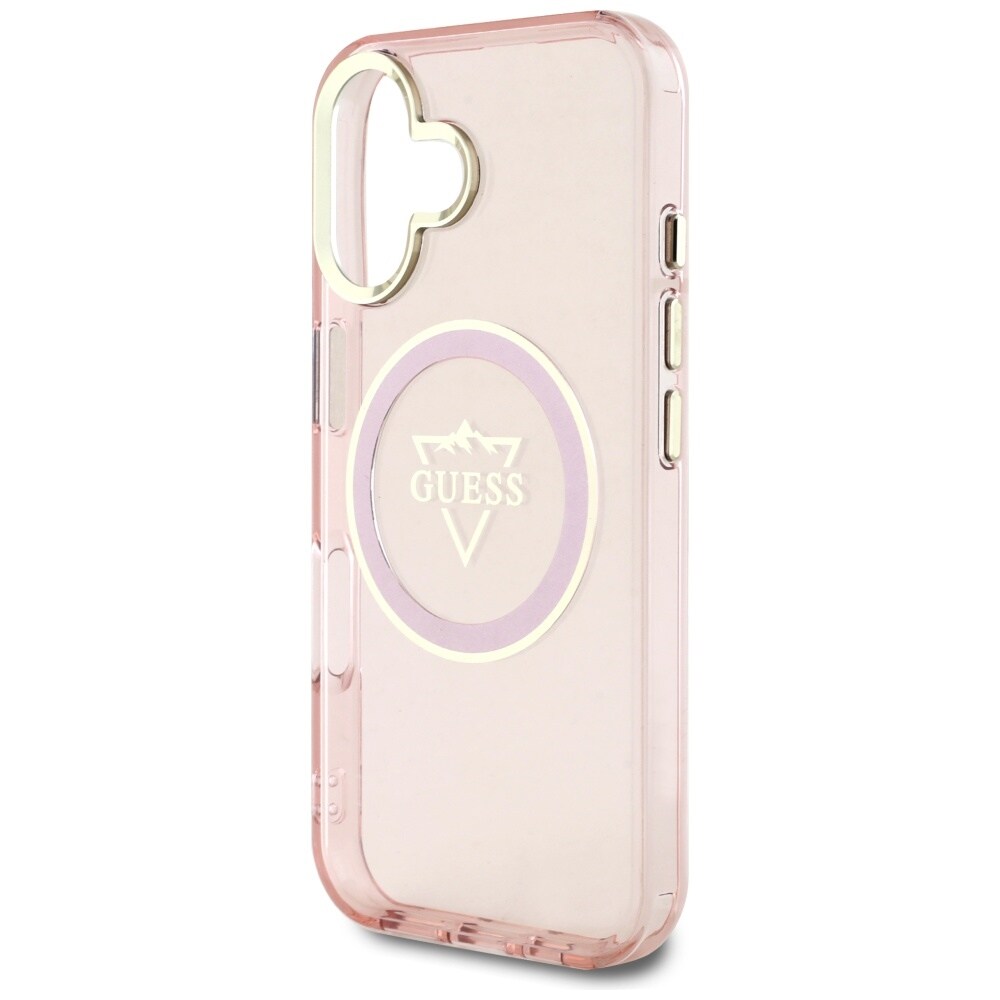 Guess IML Metal Mountain Logo MagSafe iPhone 16 Fodral - Rosa