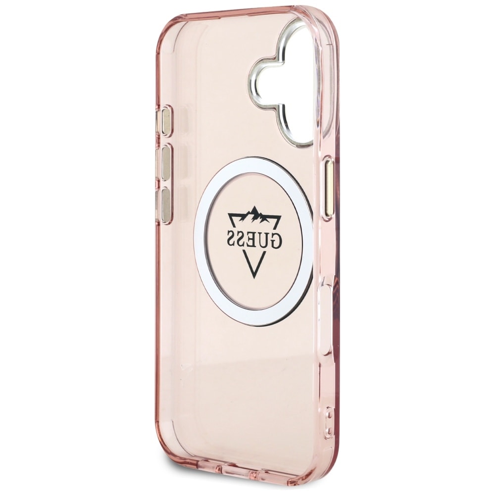 Guess IML Metal Mountain Logo MagSafe iPhone 16 Fodral - Rosa