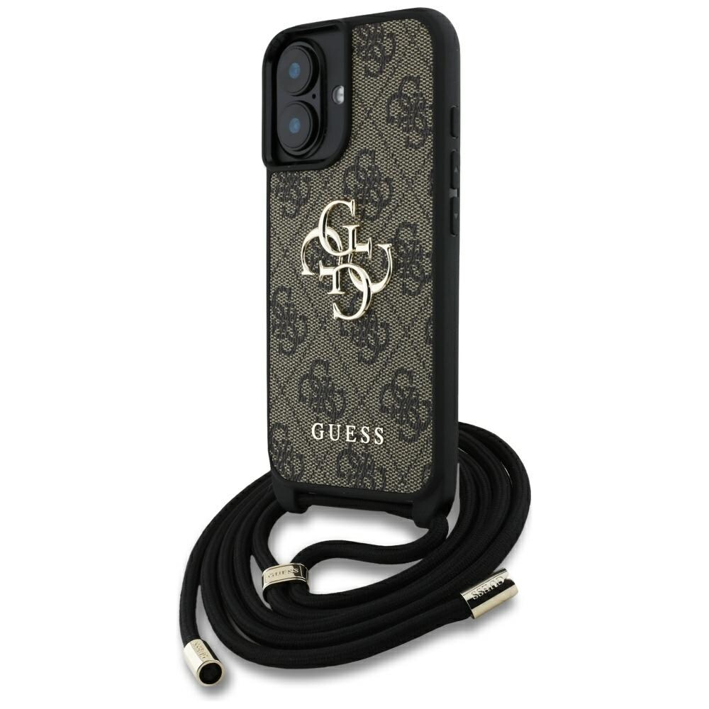 Guess 4G Big Logo Cord Stap Crossbody Fodral för iPhone 16 Brun