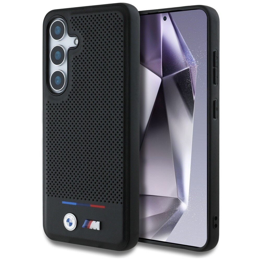 BMW Tricolor Stripe MagSafe-fodral i läder för Samsung Galaxy S25 - Svart