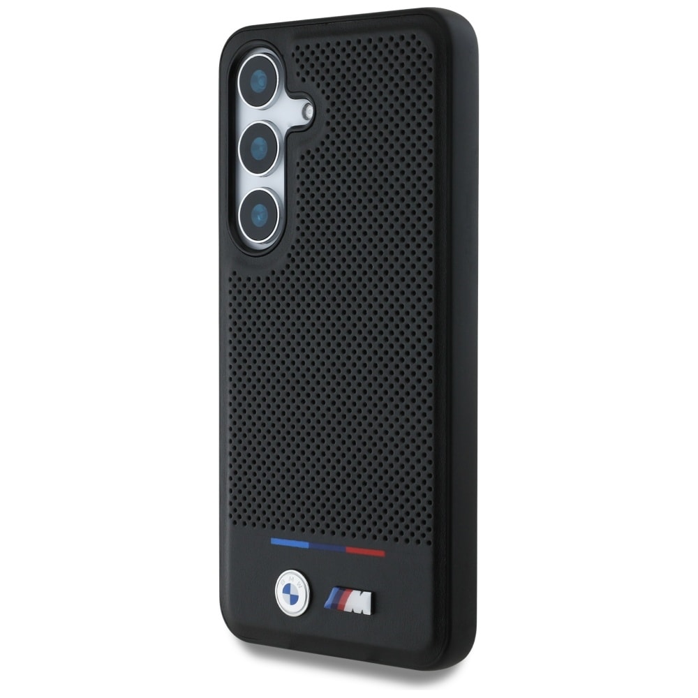 BMW Tricolor Stripe MagSafe-etui i læder til Samsung Galaxy S25 - Sort