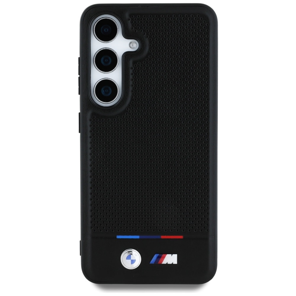 BMW Tricolor Stripe MagSafe-etui i læder til Samsung Galaxy S25 - Sort