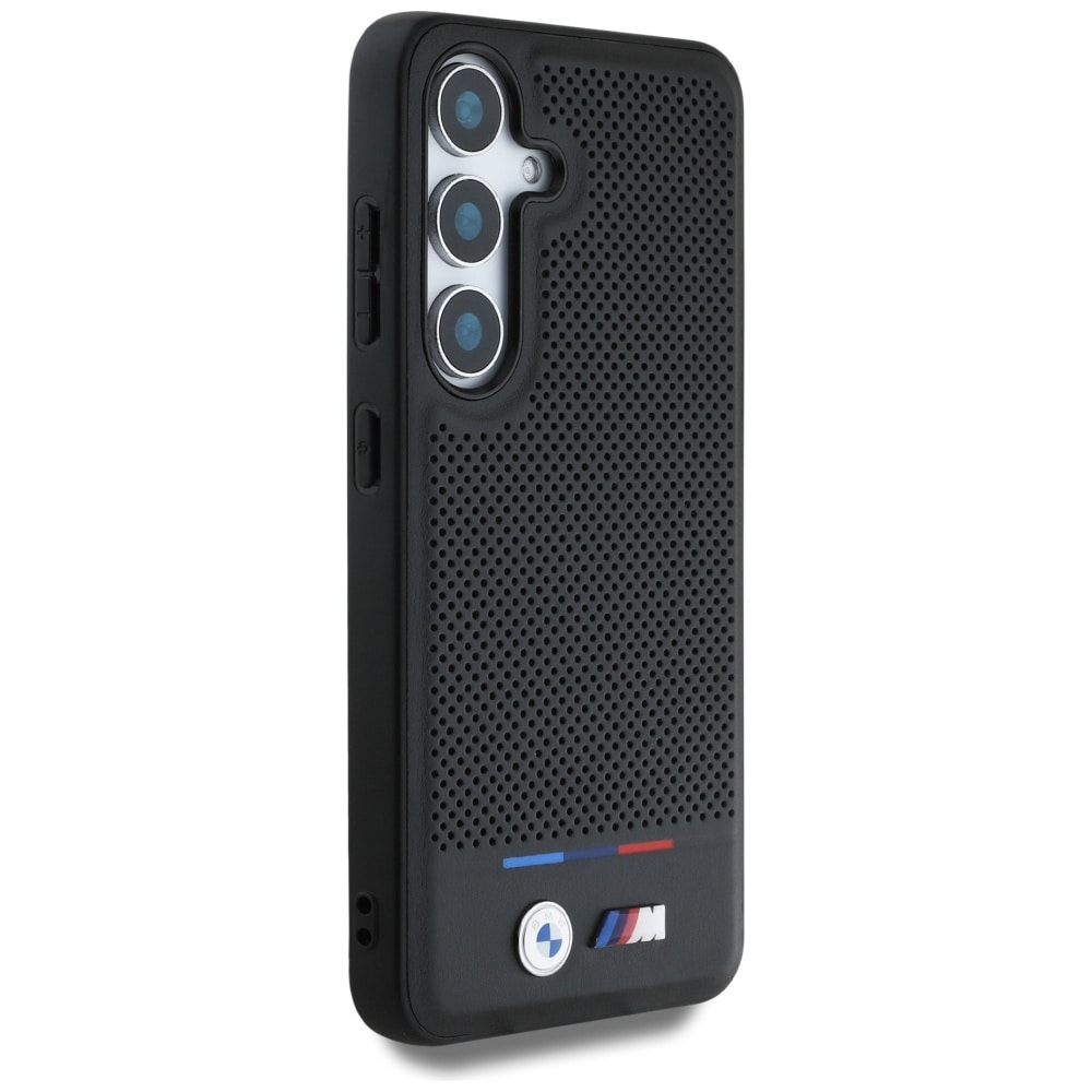 BMW Tricolor Stripe MagSafe-etui i læder til Samsung Galaxy S25 - Sort