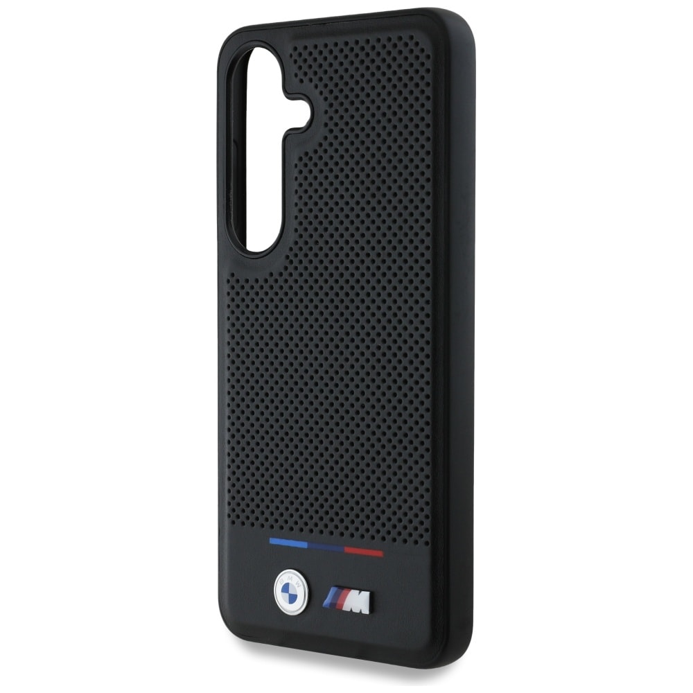 BMW Tricolor Stripe MagSafe-etui i læder til Samsung Galaxy S25 - Sort