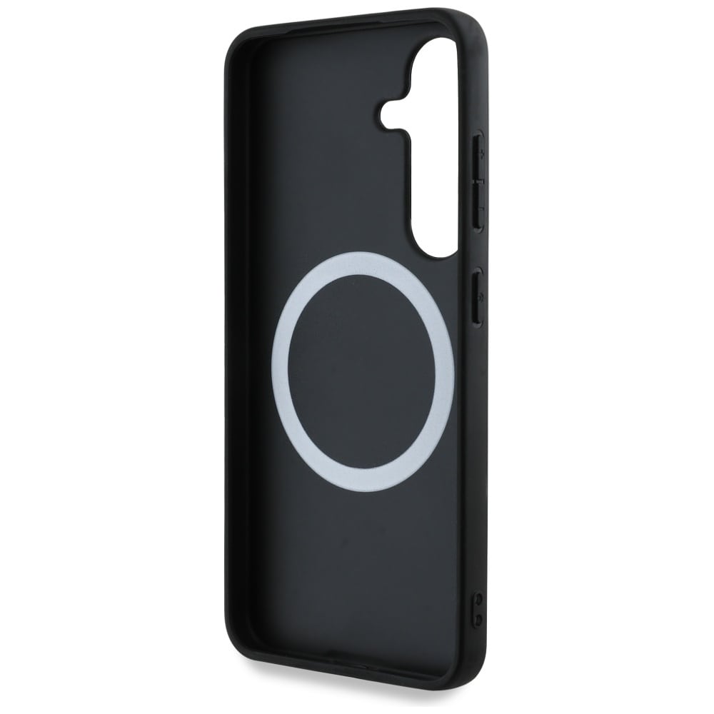 BMW Tricolor Stripe MagSafe-etui i læder til Samsung Galaxy S25 - Sort
