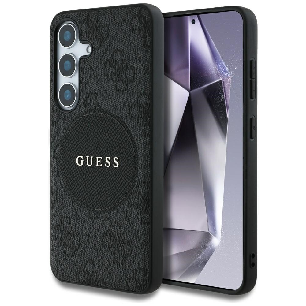 Guess 4G Round Patch Classic Logo MagSafe-fodral för Samsung Galaxy S25 Plus svart