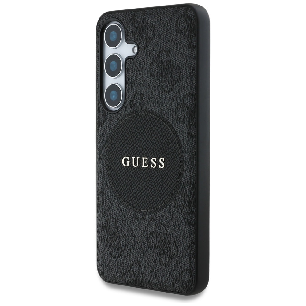 Guess 4G Round Patch Classic Logo MagSafe-etui til Samsung Galaxy S25 Plus sort
