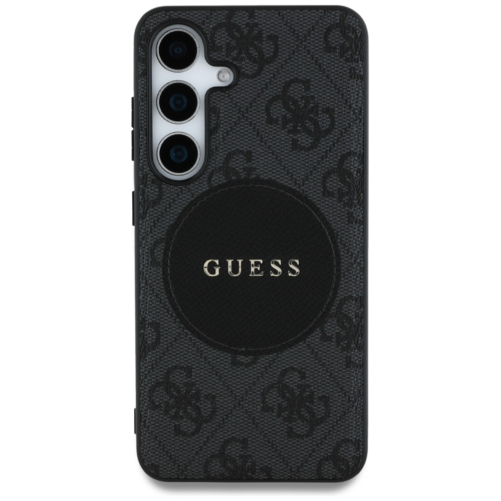 Guess 4G Round Patch Classic Logo MagSafe-etui til Samsung Galaxy S25 Plus sort