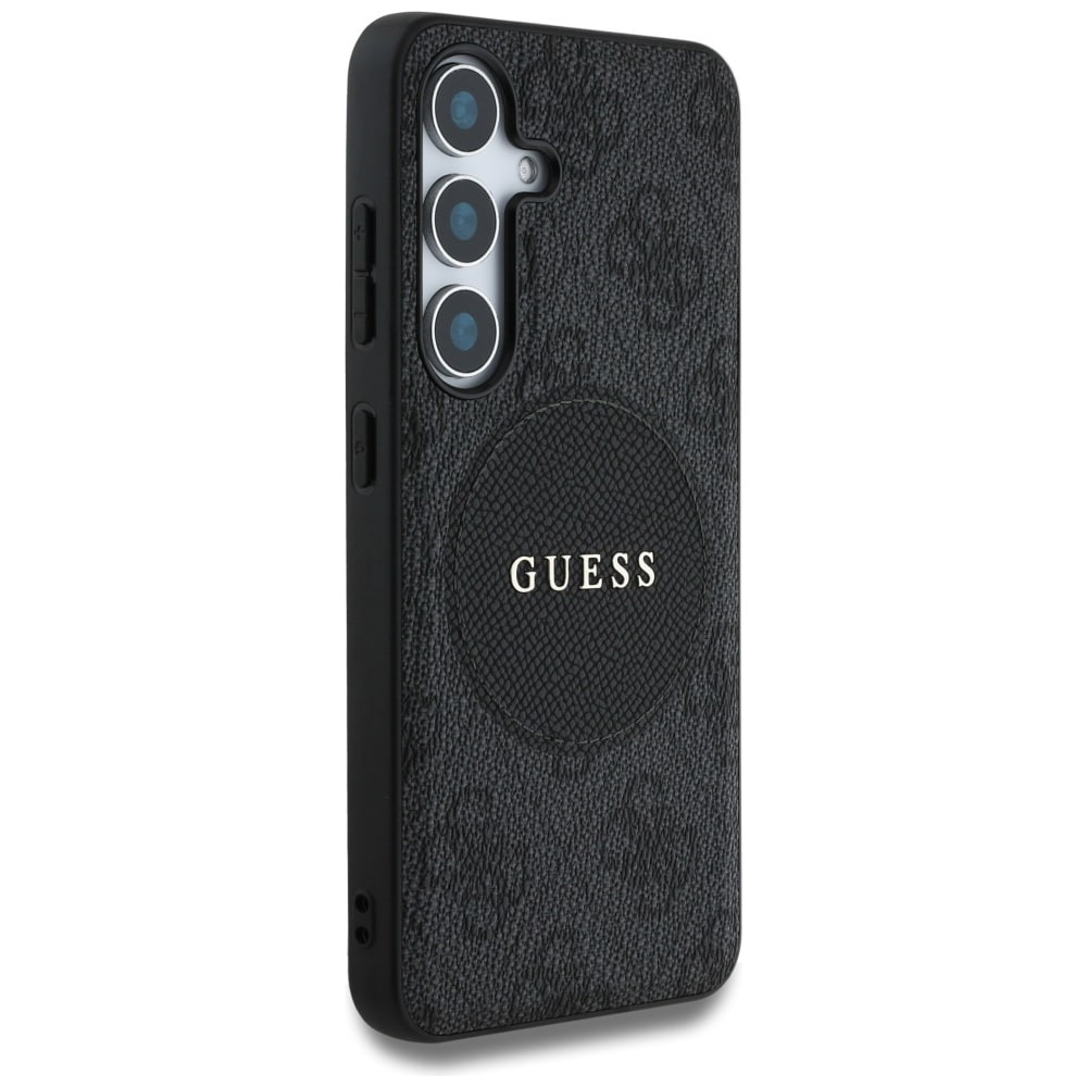 Guess 4G Round Patch Classic Logo MagSafe-etui til Samsung Galaxy S25 Plus sort