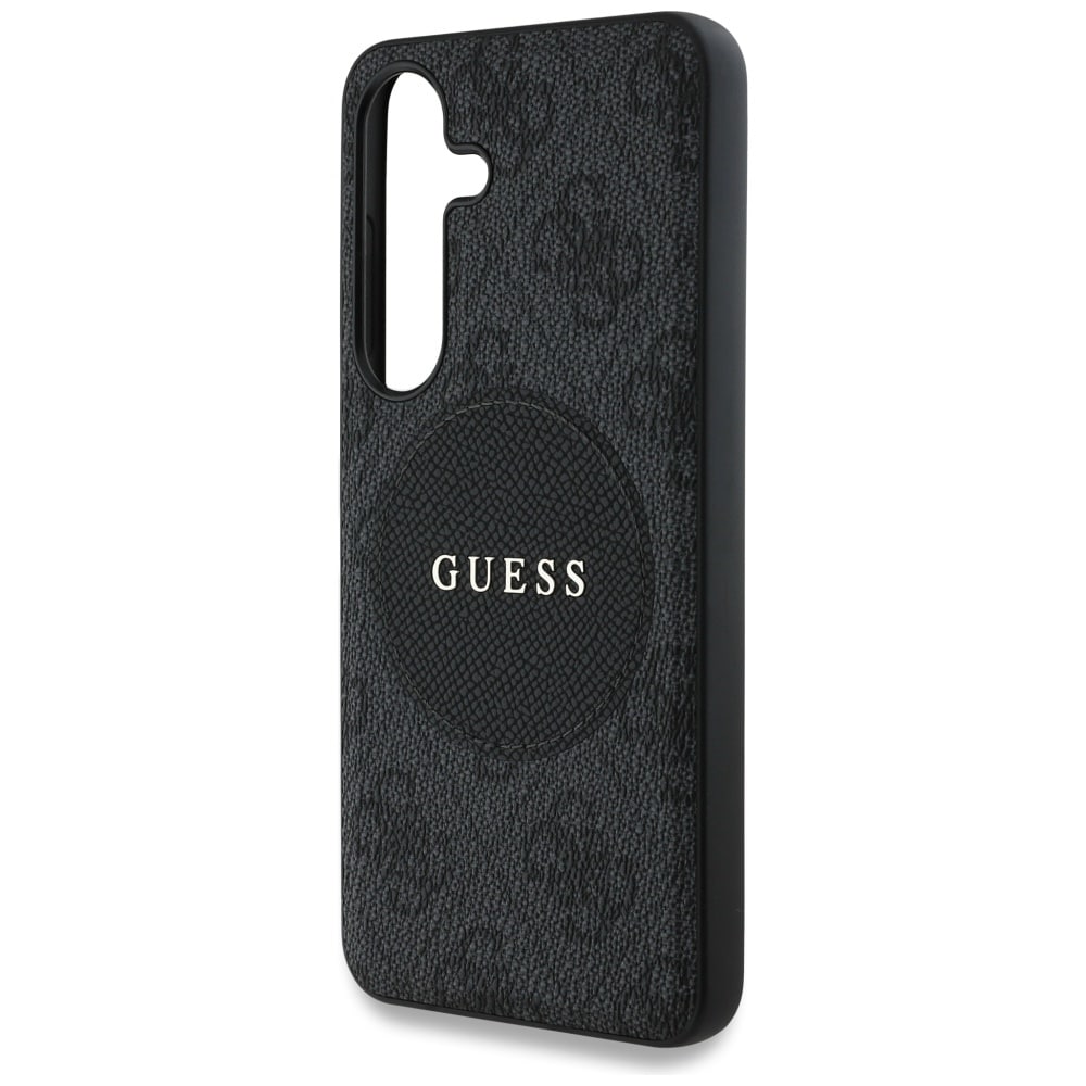 Guess 4G Round Patch Classic Logo MagSafe-etui til Samsung Galaxy S25 Plus sort