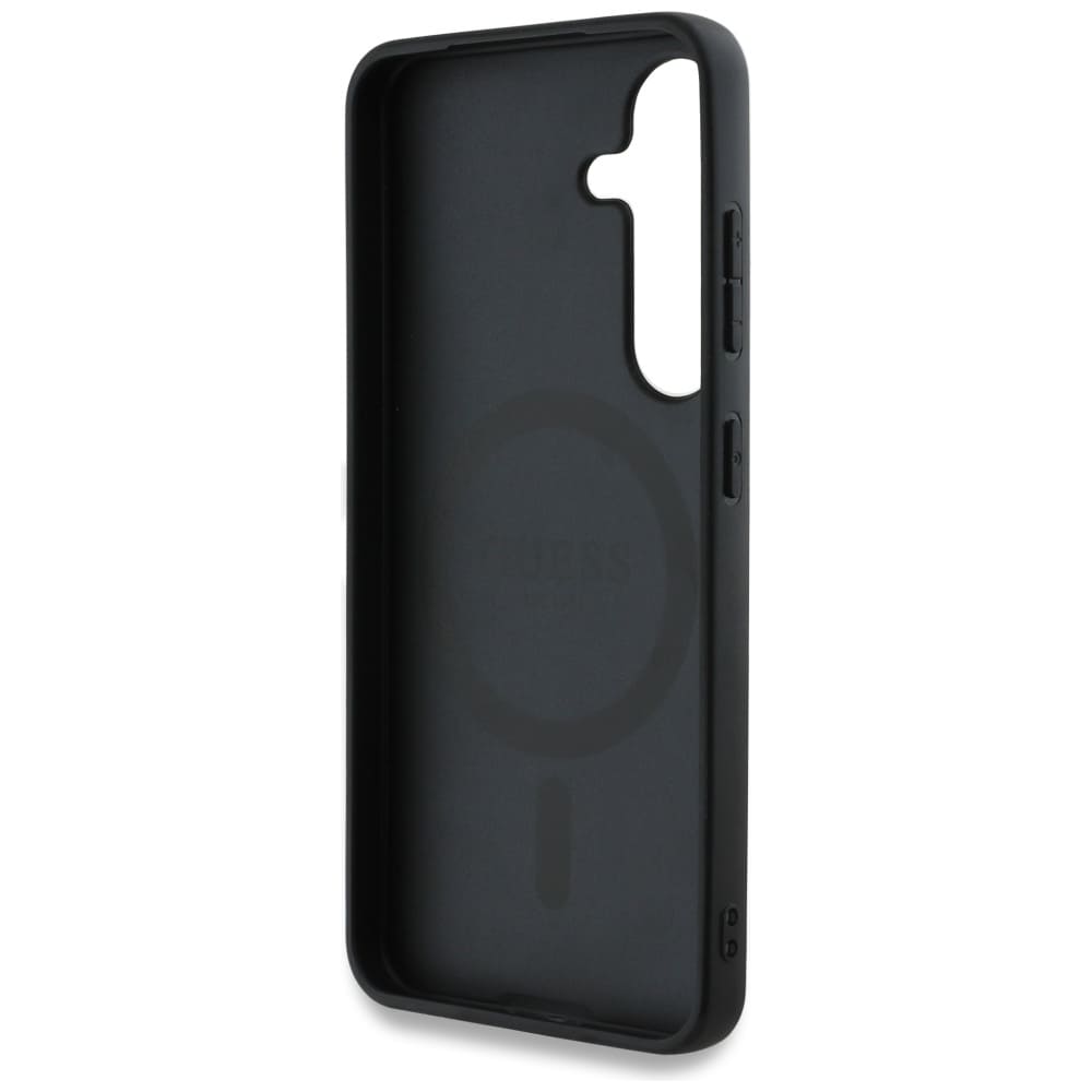 Guess 4G Round Patch Classic Logo MagSafe-etui til Samsung Galaxy S25 Plus sort