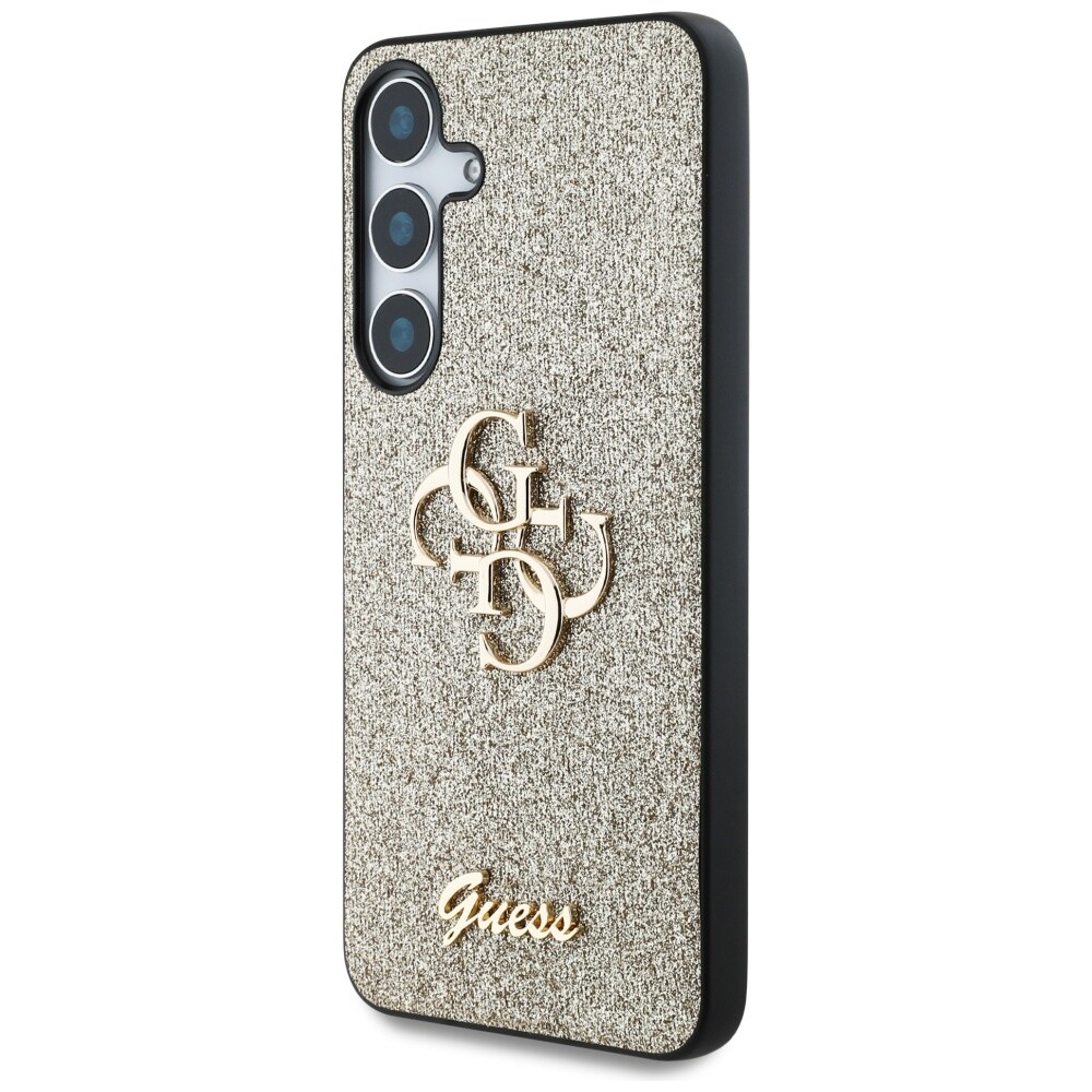 Guess Fast Glitter Big 4G Metal Logo etui til Samsung Galaxy S25 guld