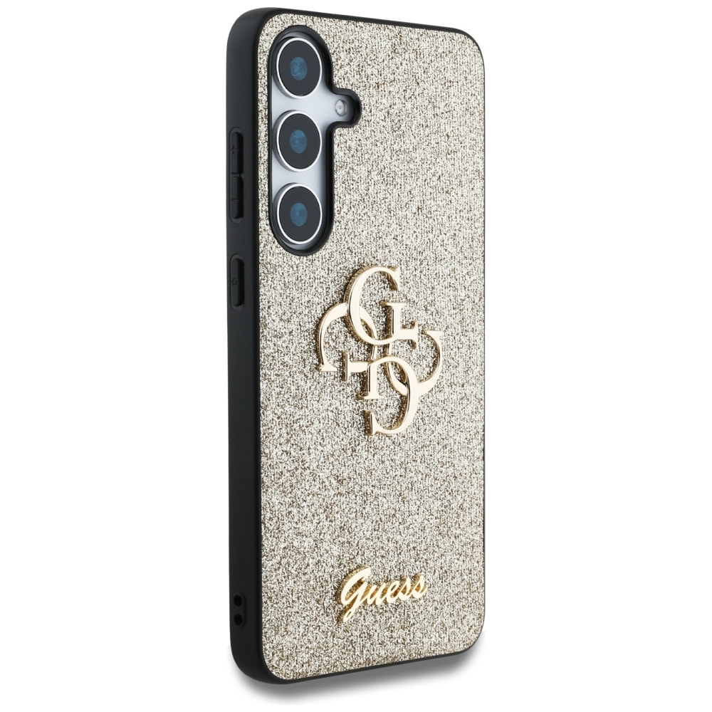Guess Fast Glitter Big 4G Metal Logo etui til Samsung Galaxy S25 guld
