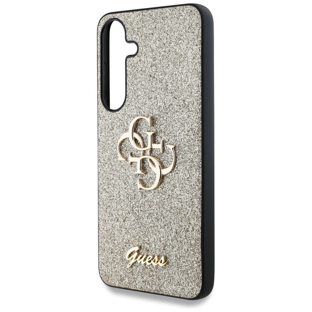 Guess Fast Glitter Big 4G Metal Logo etui til Samsung Galaxy S25 guld