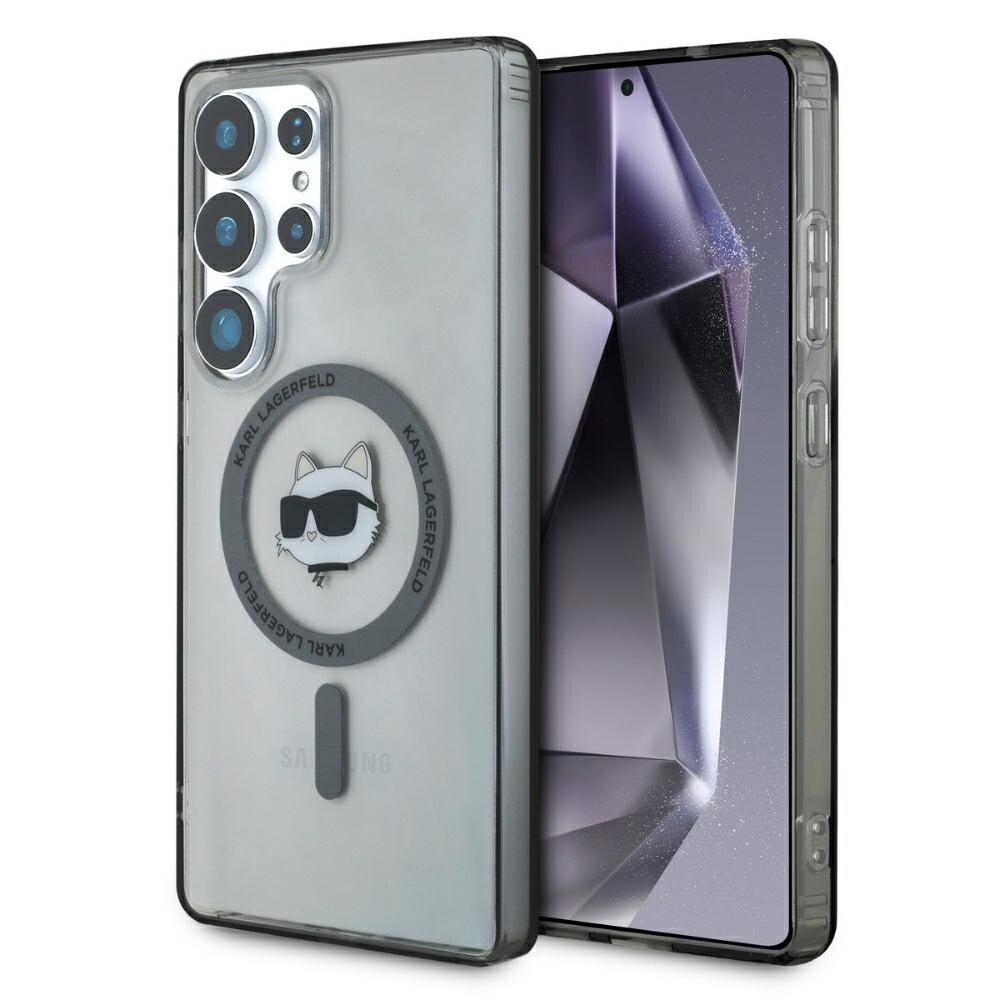 Karl Lagerfeld Knapp Choupette Huvud Tryckt Logo MagSafe Samsung Galaxy S25 Ultra fodral svart