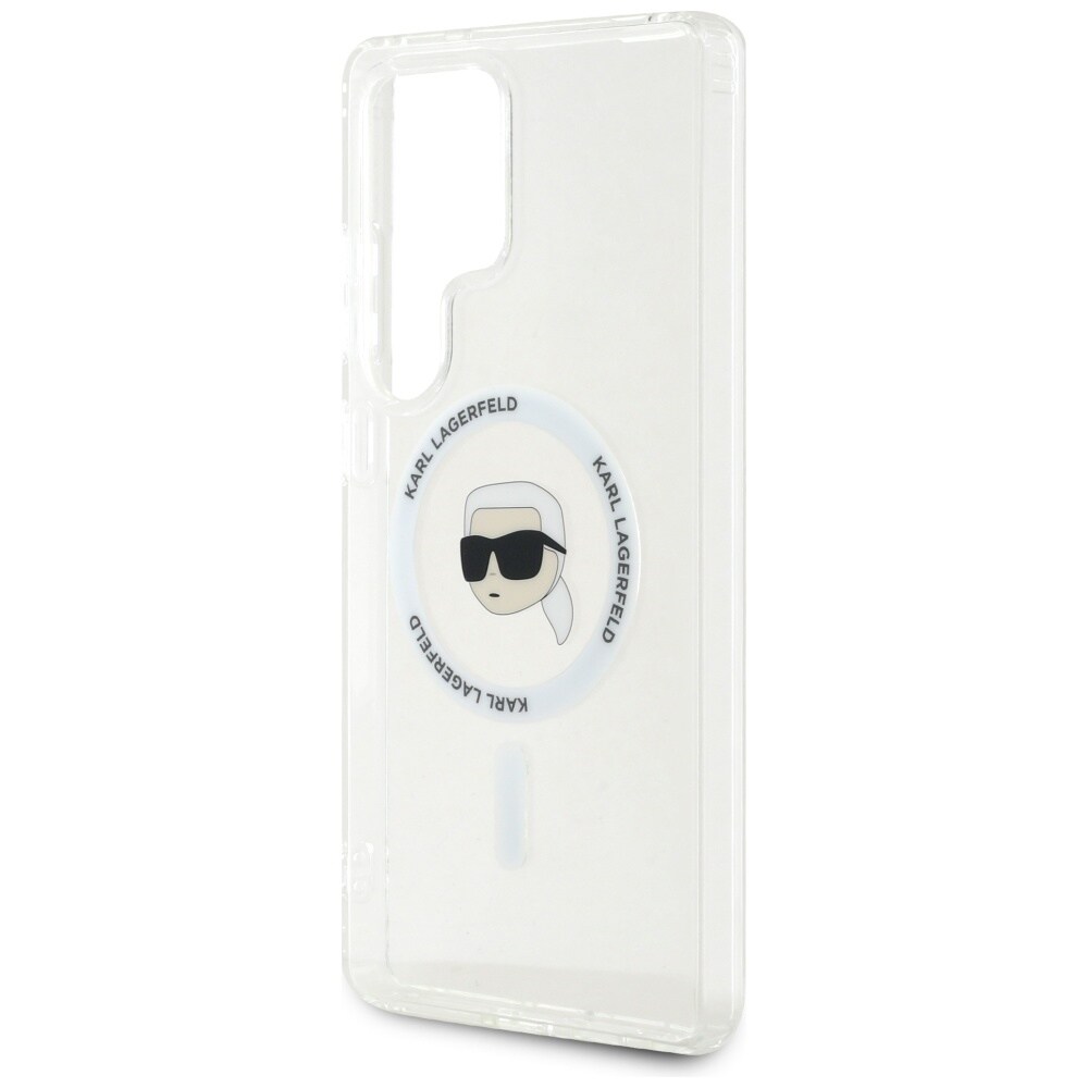 Etui Karl Lagerfeld Button Karl Head Printed Logo MagSafe Samsung Galaxy S25 Ultra white