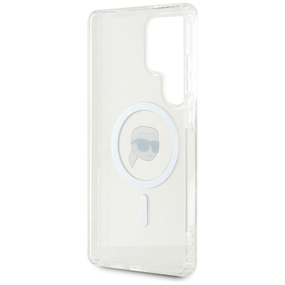 Etui Karl Lagerfeld Button Karl Head Printed Logo MagSafe Samsung Galaxy S25 Ultra white