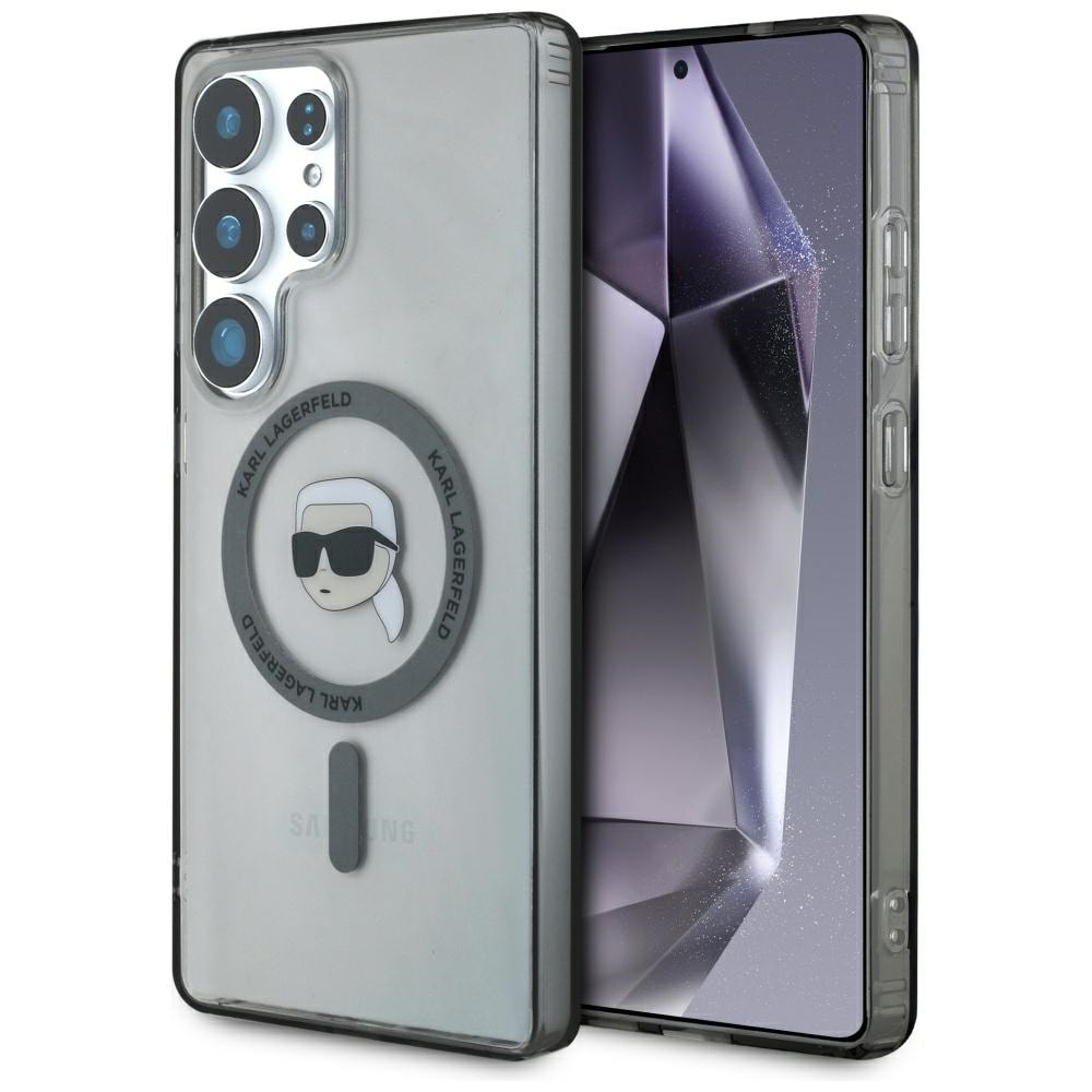 Fodral Karl Lagerfeld Knapp Karl Huvud Tryckt Logo MagSafe Samsung Galaxy S25 Ultra svart