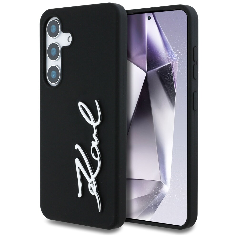 Fodral Karl Lagerfeld Silikon Metall Signature Logo Samsung Galaxy S25 svart