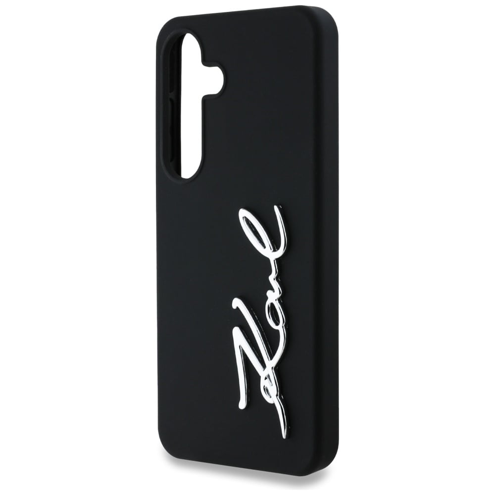 Etui Karl Lagerfeld Silicone Metal Signature Logo Samsung Galaxy S25 sort