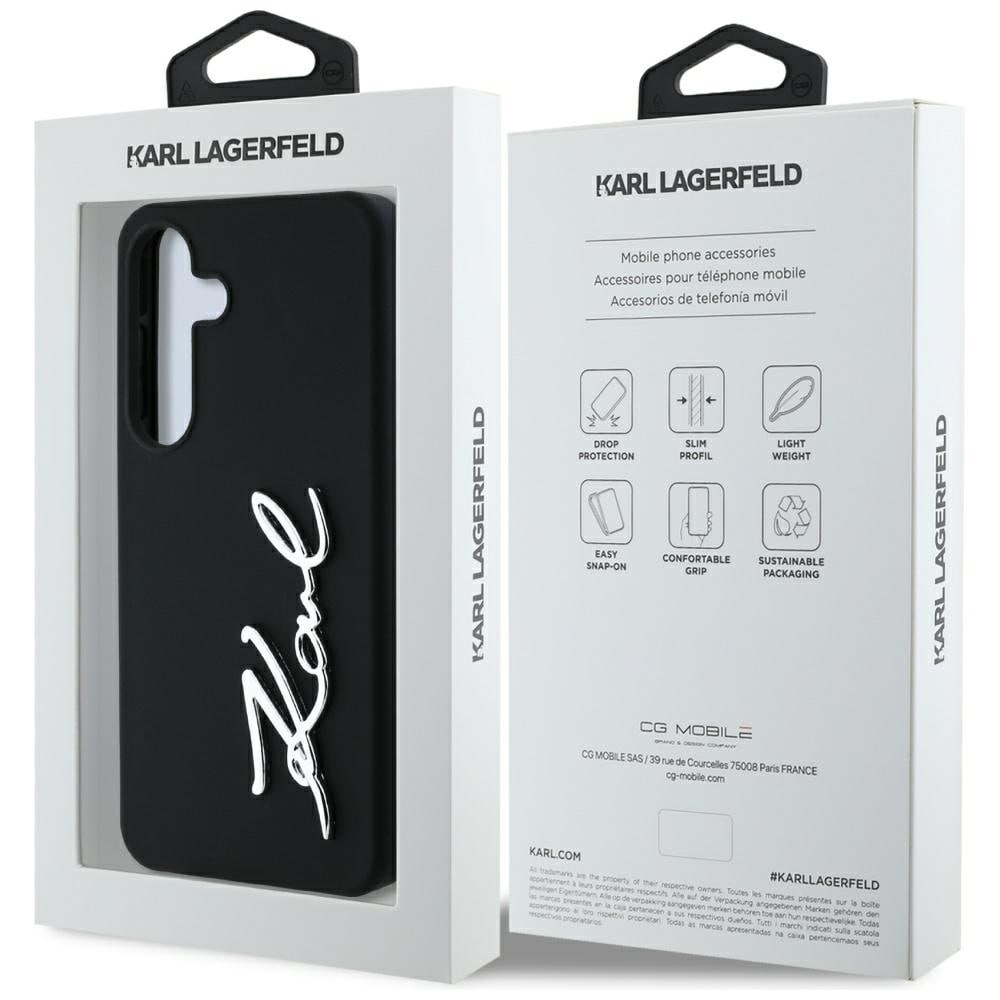 Etui Karl Lagerfeld Silicone Metal Signature Logo Samsung Galaxy S25 sort