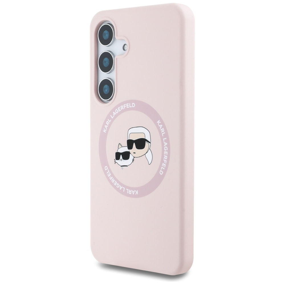 Karl Lagerfeld Silicone Double Heads And Circle MagSafe Samsung Galaxy S25 Plus Etui Pink