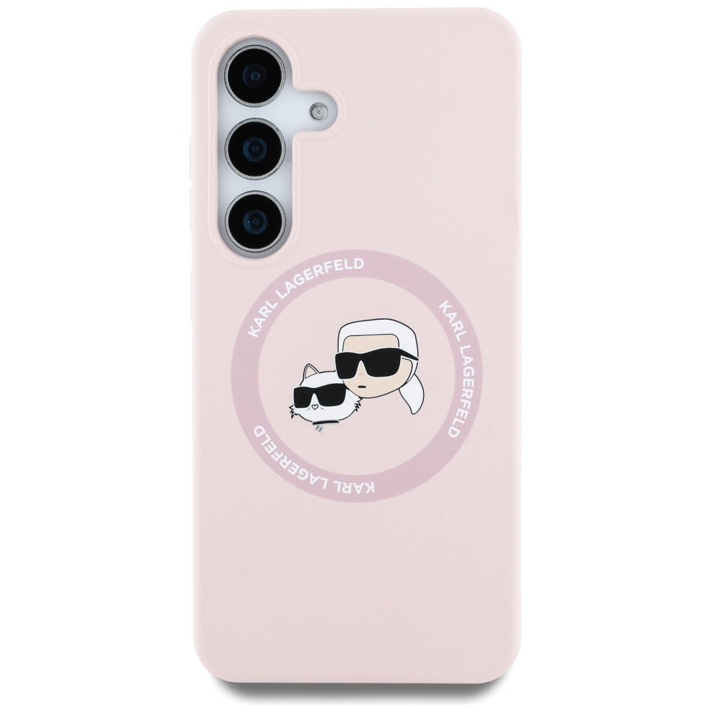 Karl Lagerfeld Silicone Double Heads And Circle MagSafe Samsung Galaxy S25 Plus Etui Pink