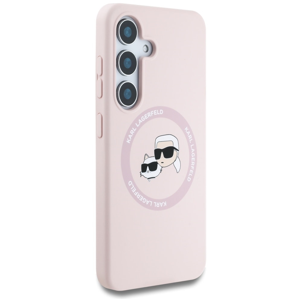 Karl Lagerfeld Silicone Double Heads And Circle MagSafe Samsung Galaxy S25 Plus Etui Pink