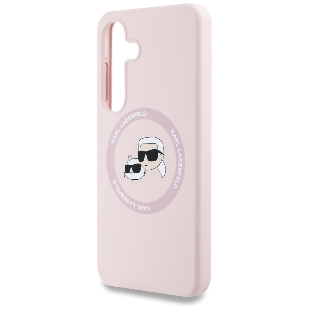 Karl Lagerfeld Silicone Double Heads And Circle MagSafe Samsung Galaxy S25 Plus Etui Pink