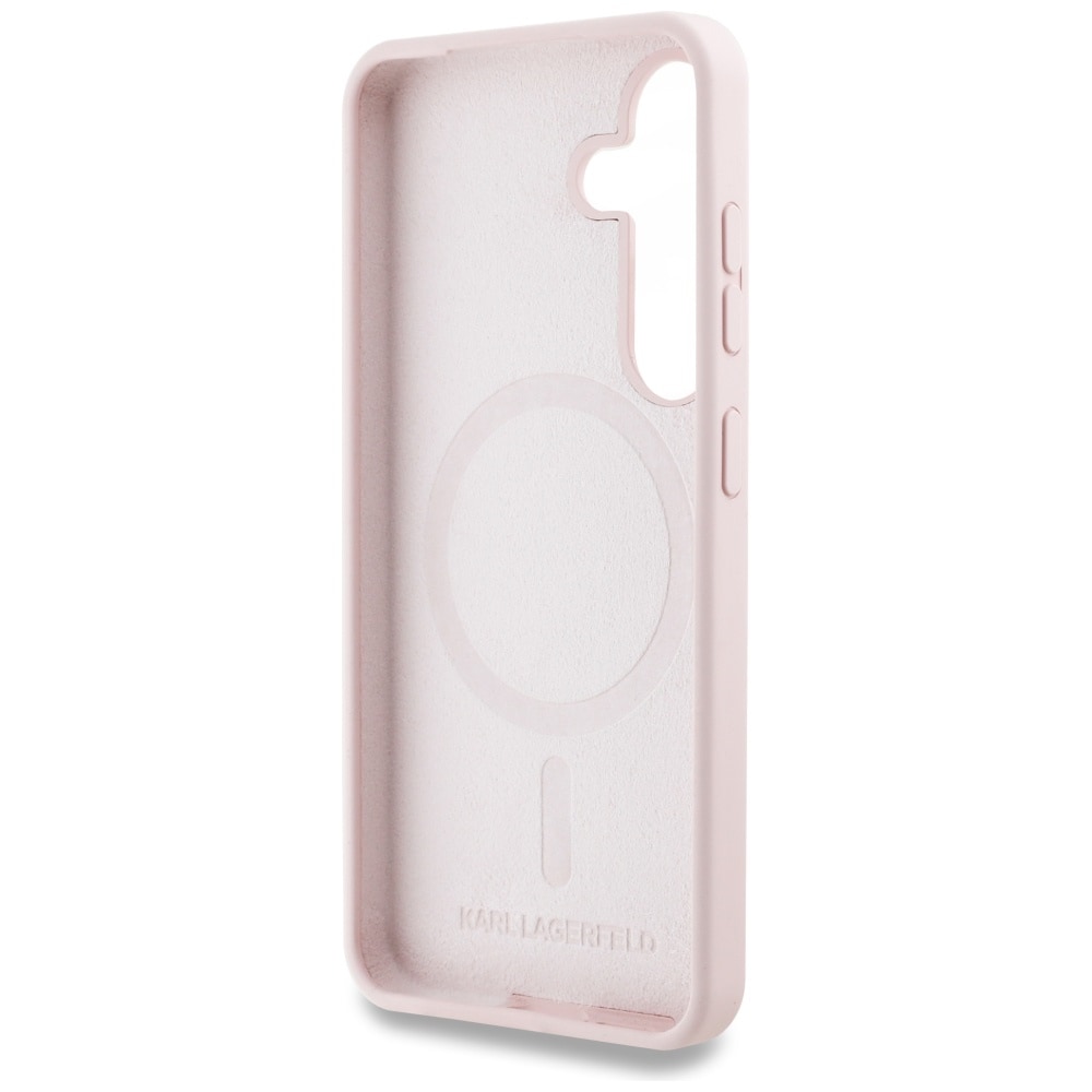 Karl Lagerfeld Silicone Double Heads And Circle MagSafe Samsung Galaxy S25 Plus Etui Pink