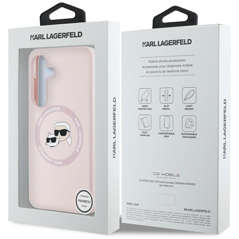 Karl Lagerfeld Silicone Double Heads And Circle MagSafe Samsung Galaxy S25 Plus Etui Pink