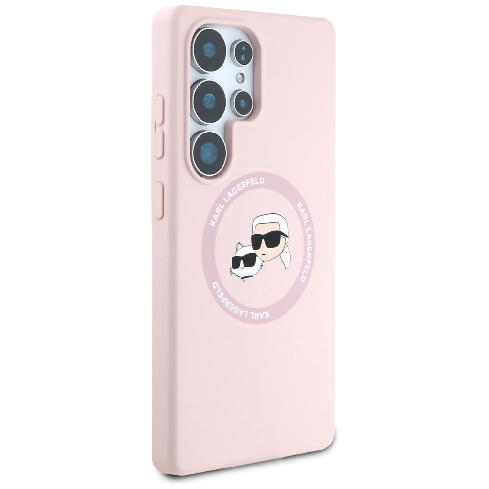 Karl Lagerfeld Silicone Double Heads And Circle MagSafe Samsung Galaxy S25 Ultra Case Pink
