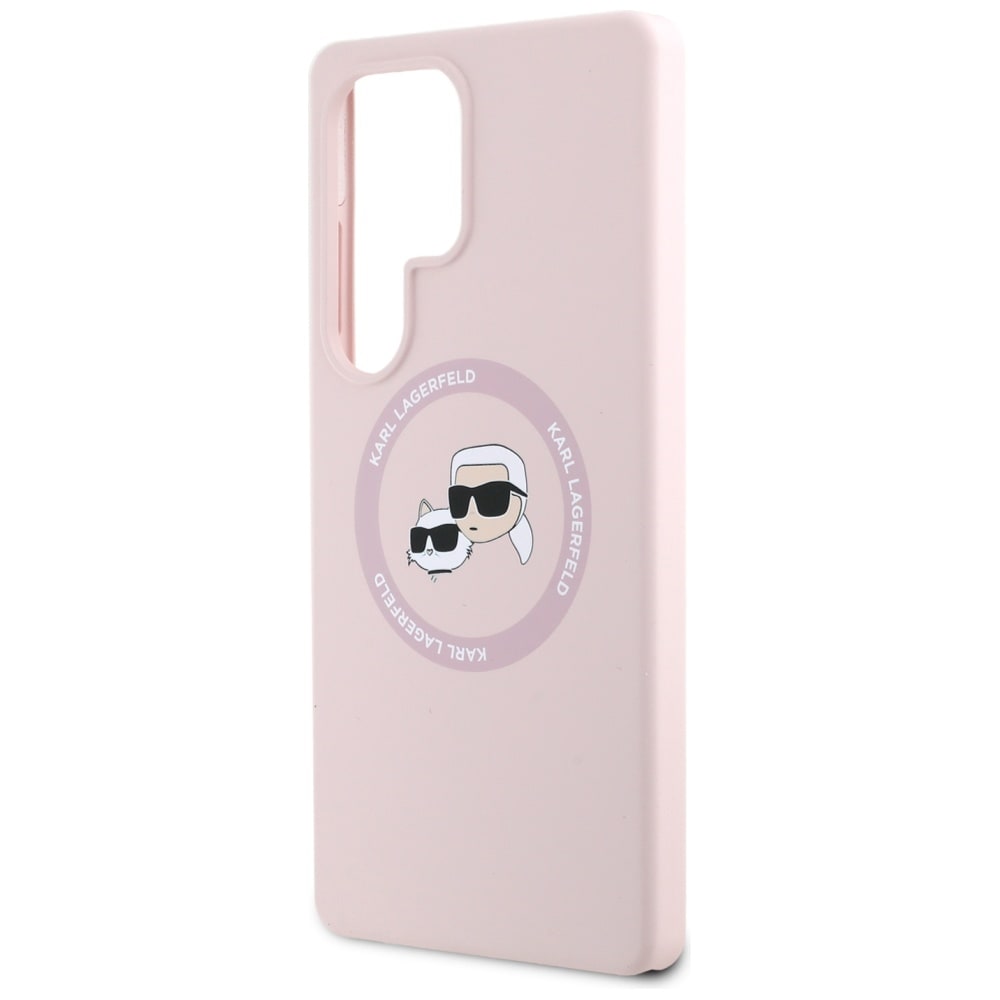 Karl Lagerfeld Silicone Double Heads And Circle MagSafe Samsung Galaxy S25 Ultra Case Pink
