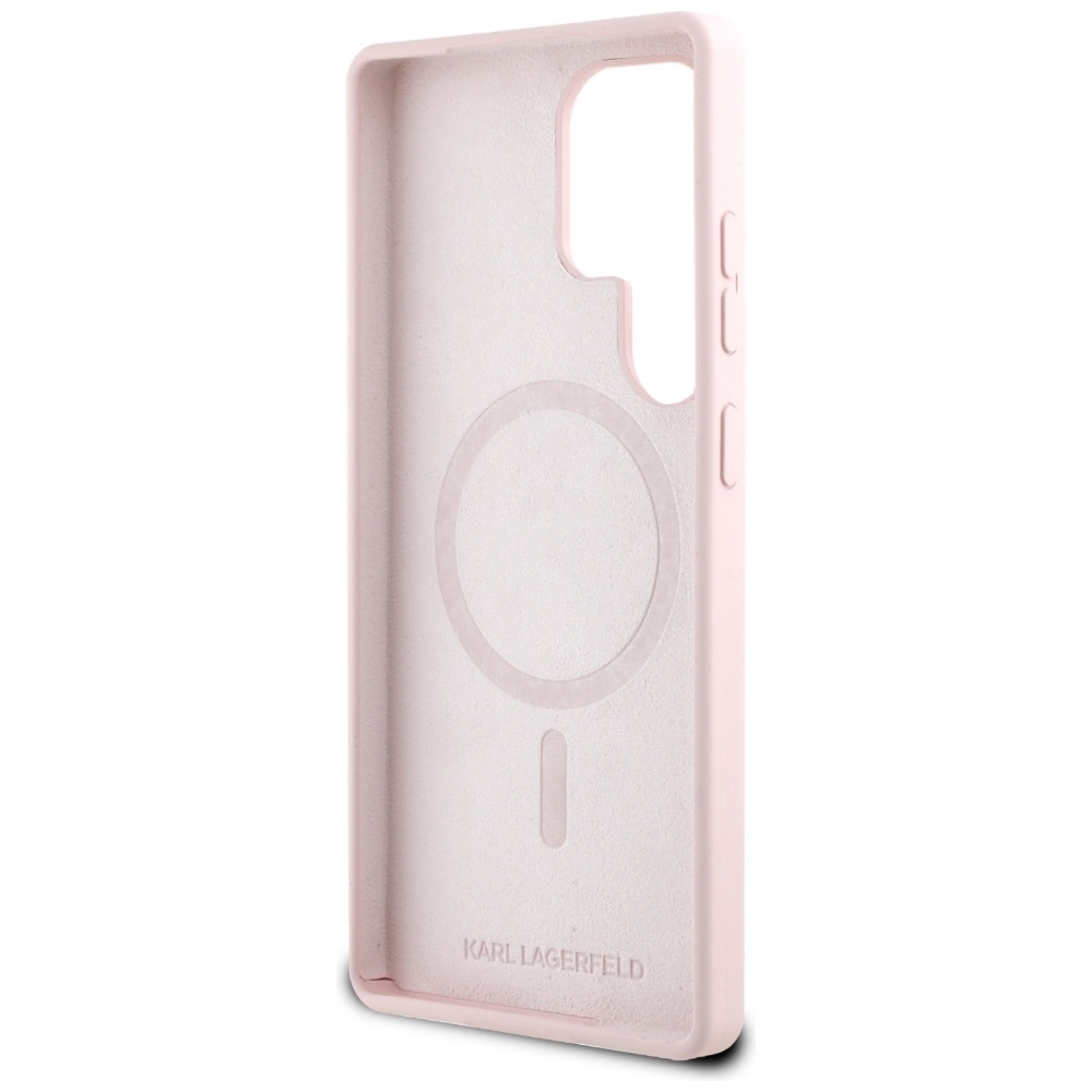 Karl Lagerfeld Silicone Double Heads And Circle MagSafe Samsung Galaxy S25 Ultra Case Pink