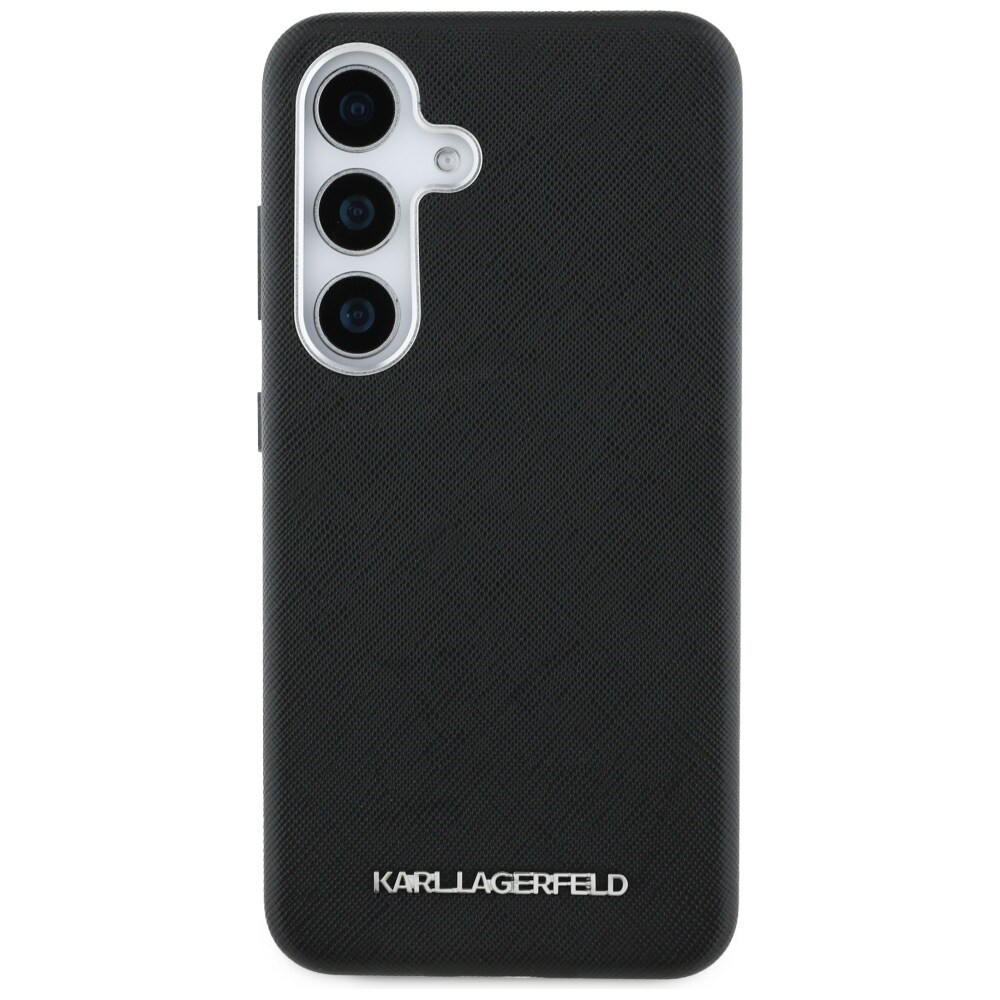 Karl Lagerfeld Saffiano Full Wrapped Elongated Metal Logo MagSafe Etui til Samsung Galaxy S25 - Sort