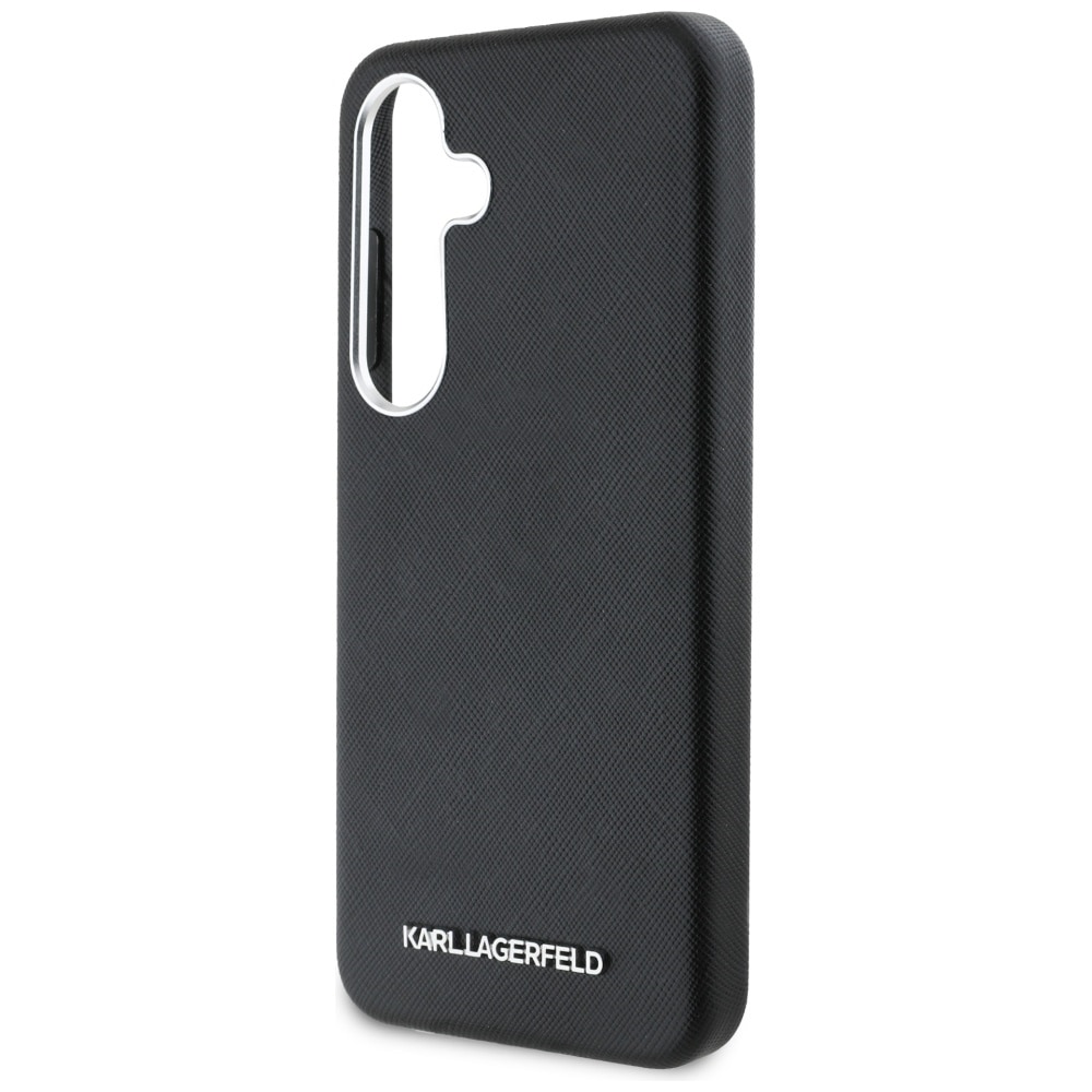 Karl Lagerfeld Saffiano Full Wrapped Elongated Metal Logo MagSafe Etui til Samsung Galaxy S25 - Sort