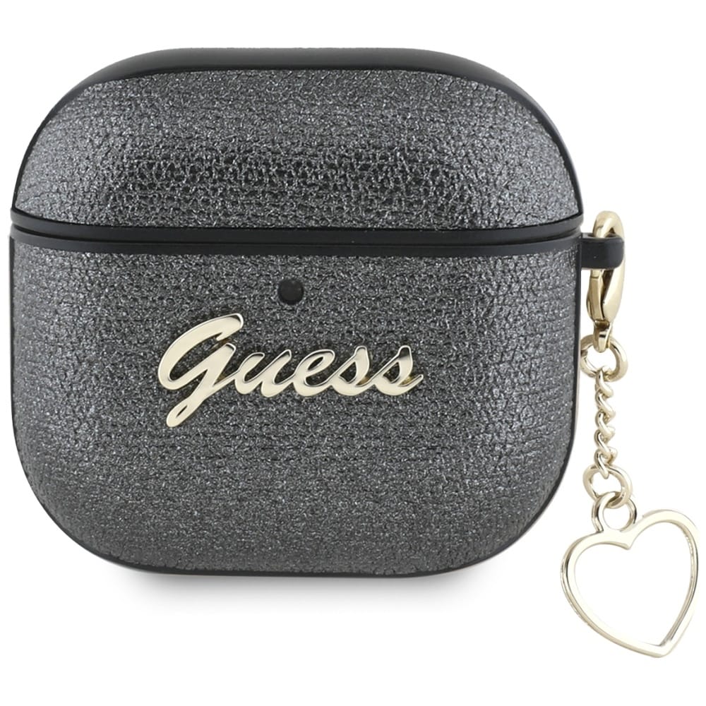 Guess Metallic Script Charmfodral för AirPods 4 - Svart