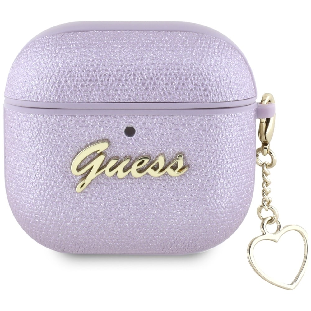 Guess Metallic Script Charmfodral för AirPods 4 - Lila