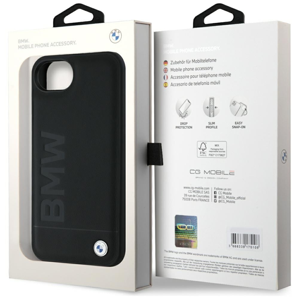 BMW Hot Stamp i læder iPhone 16e-etui - sort