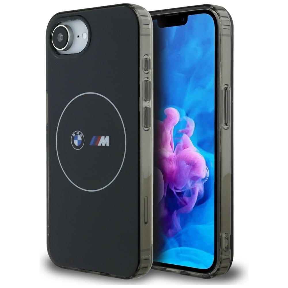 BMW IML Metall Vit Cirkel MagSafe iPhone 16e Fodral - Svart