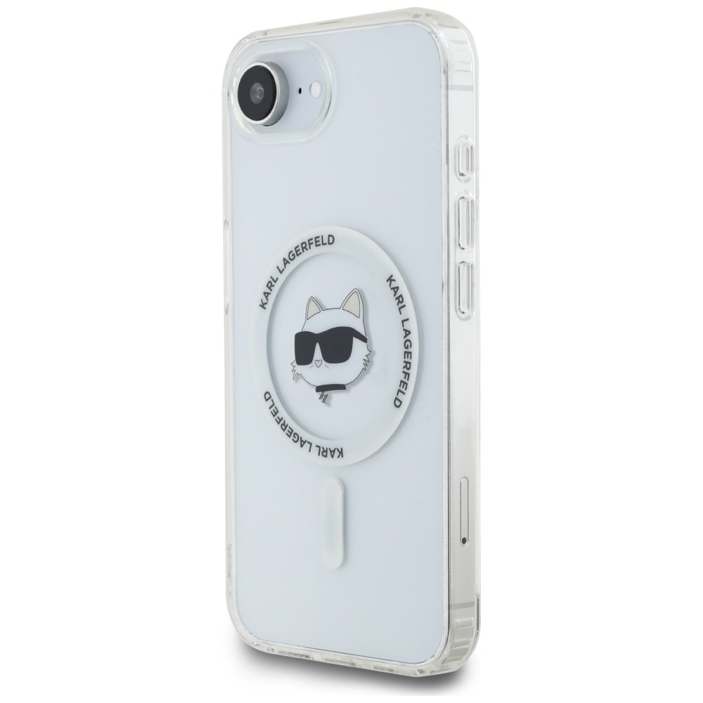 Karl Lagerfeld IML Metal Choupette Head MagSafe iPhone 16e Etui - Hvid