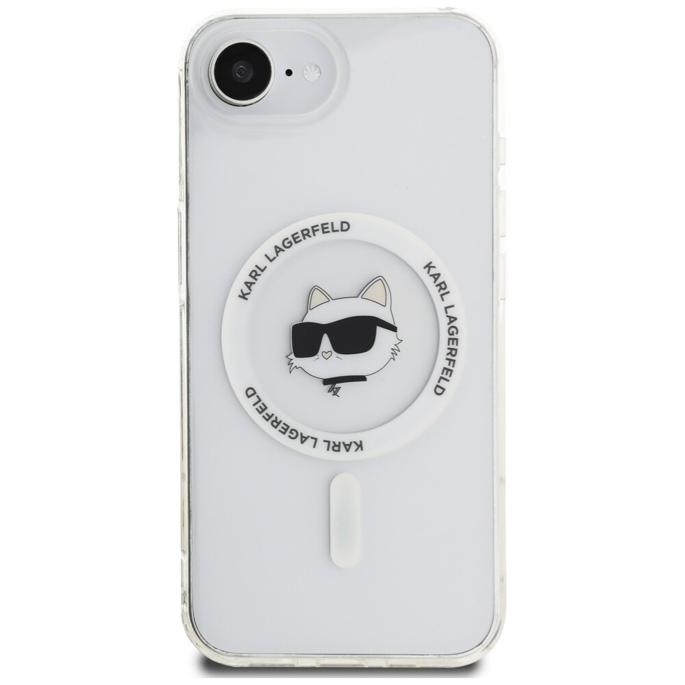 Karl Lagerfeld IML Metal Choupette Head MagSafe iPhone 16e Etui - Hvid