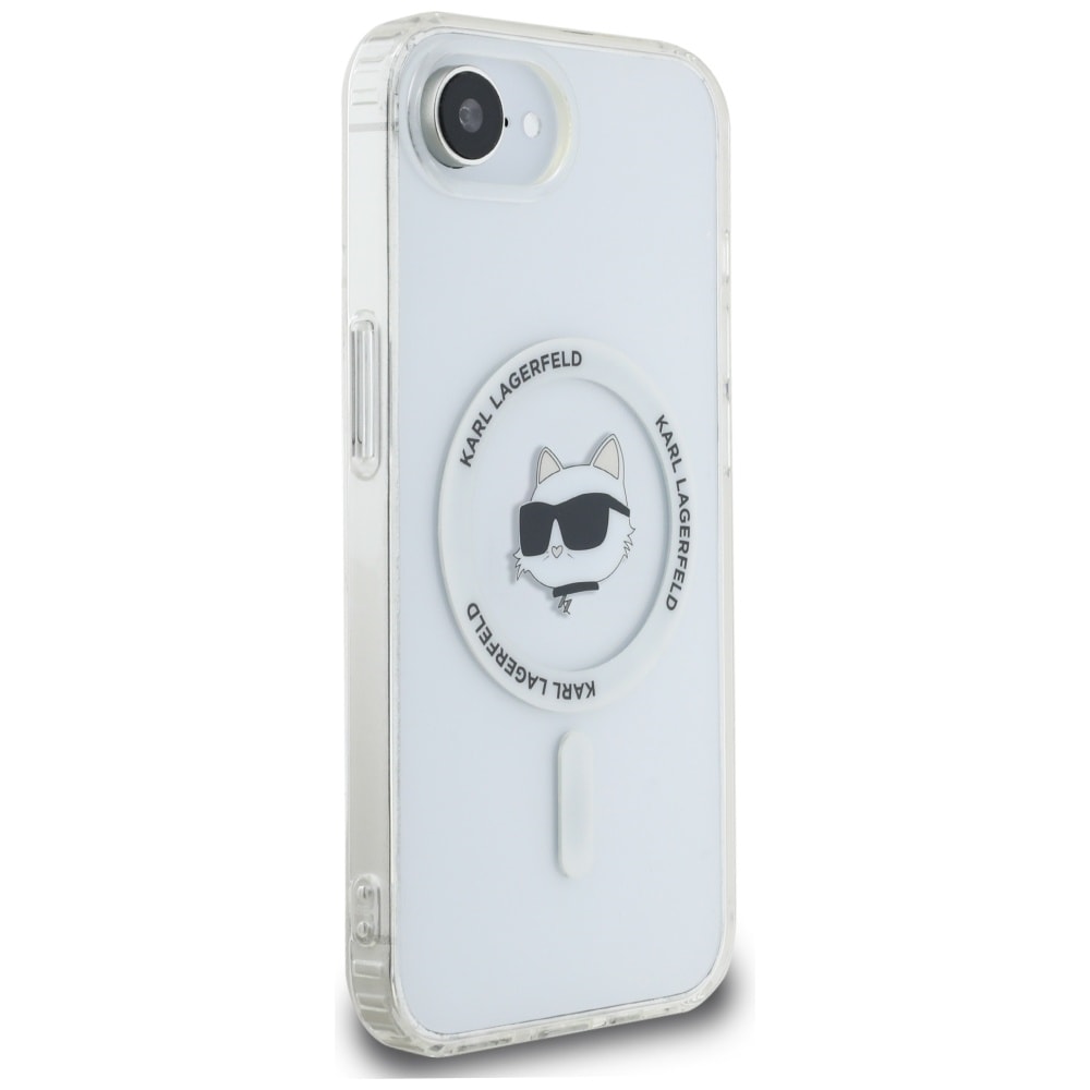 Karl Lagerfeld IML Metal Choupette Head MagSafe iPhone 16e Etui - Hvid