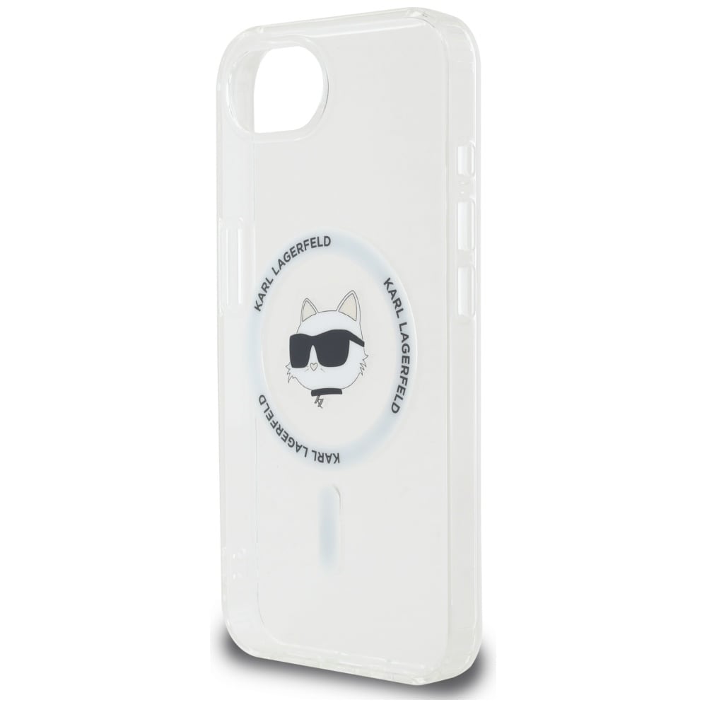 Karl Lagerfeld IML Metal Choupette Head MagSafe iPhone 16e Etui - Hvid